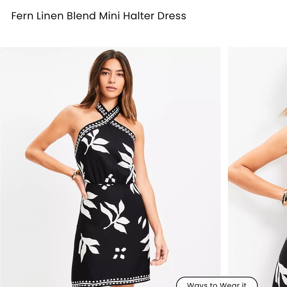 Loft Black and White Halter Dress